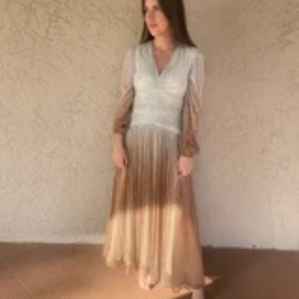 Barbara Katz Alina Maxi Dress - Rose Gold Size 12 (NWT)